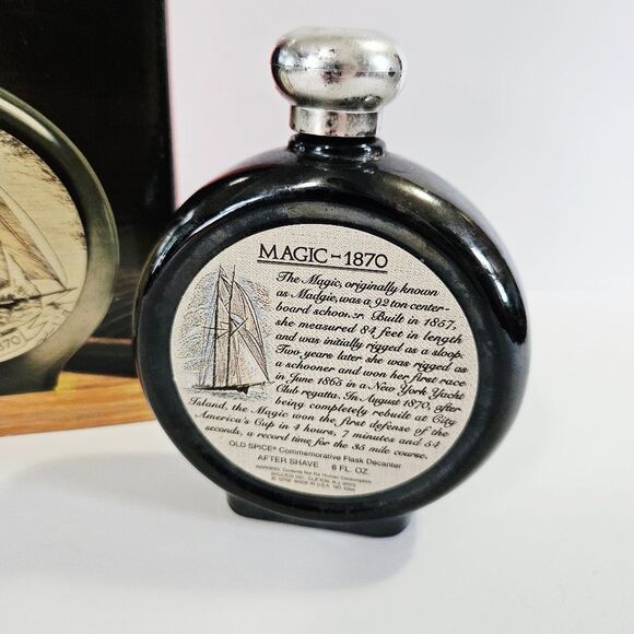 Vintage Old Spice Commemorative Flask Decanter "Magic 1870" After Shave With Box - Picture 4 of 12